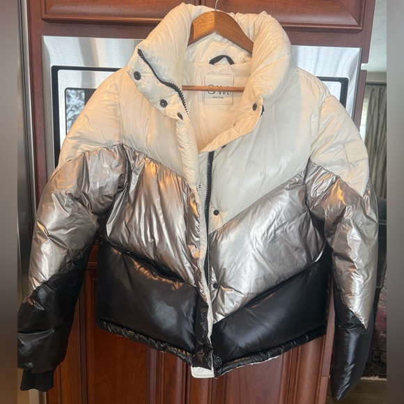 SAM. Silver and Black Puffer Jacket